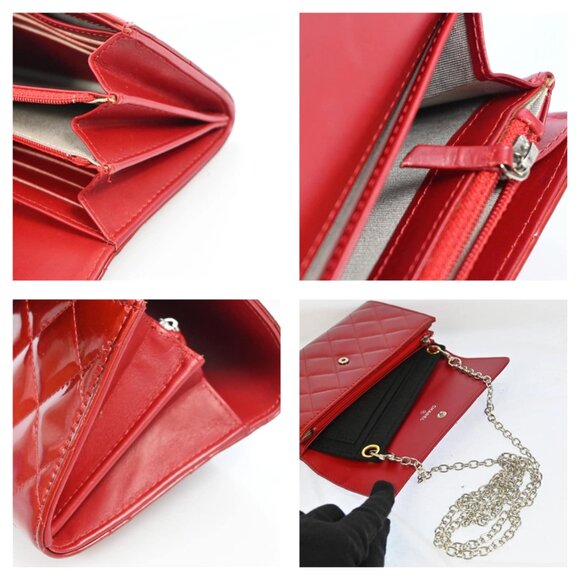 AUTHENTIC CHANEL Wallet Coco Mark Purse Patent Leather Red bsj358-121125 - Picture 16 of 16